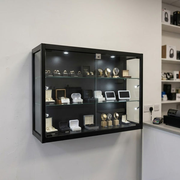 Wall Mounted Glass Cabinet, 6 Spotlights