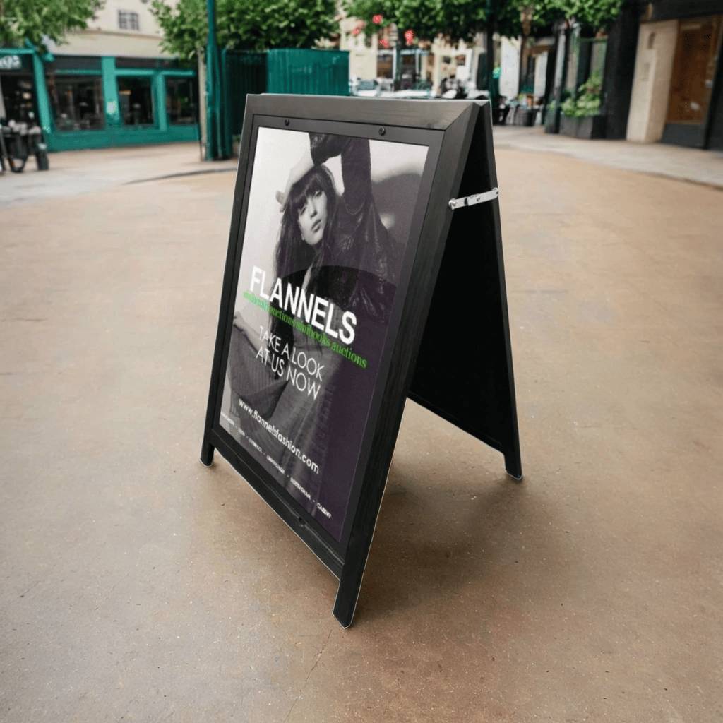 Black Wooden A1 Poster Holder A-Board Pavement Sign