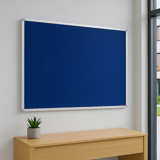Dark Blue Felt Noticeboard - Aluminium Frame 1500 x 1200mm