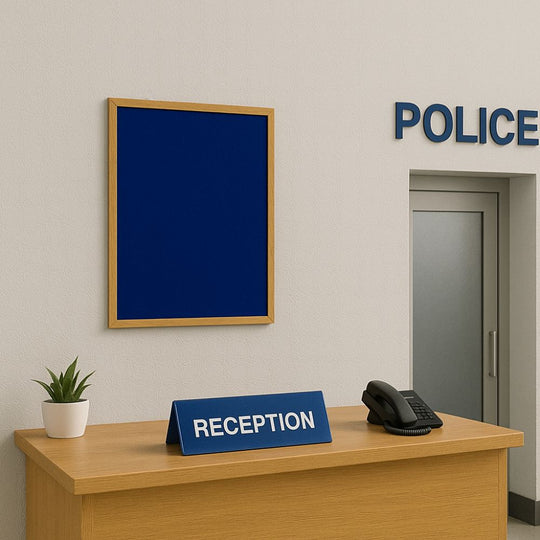 Eco-Friendly Blue Felt Noticeboard with Wood Effect Frame - 900 x 600mm