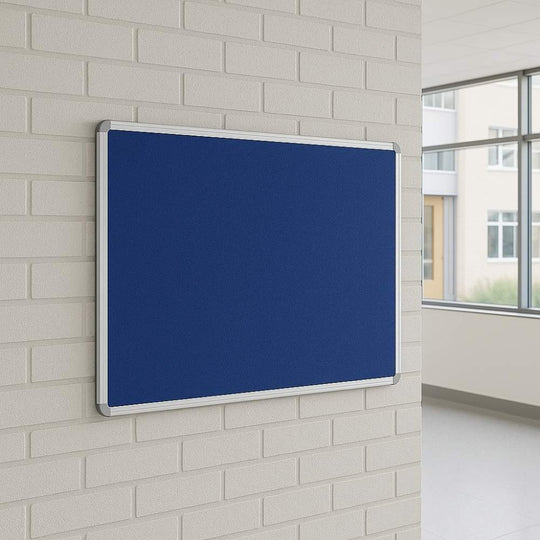 Fire Retardant Blue Felt Aluminium Framed Noticeboard - 1200 x 900mm