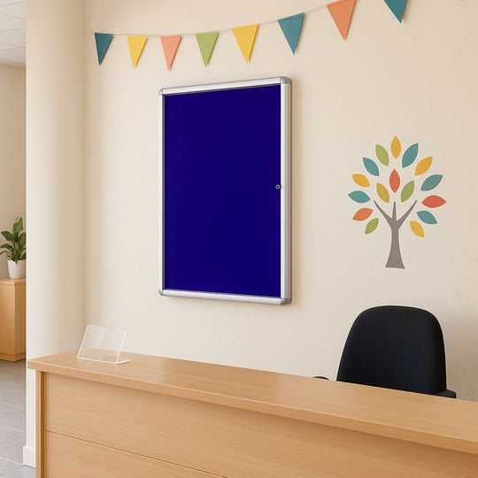 Fire Retardant Tamperproof Blue Felt Noticeboard - 600mm x 900mm