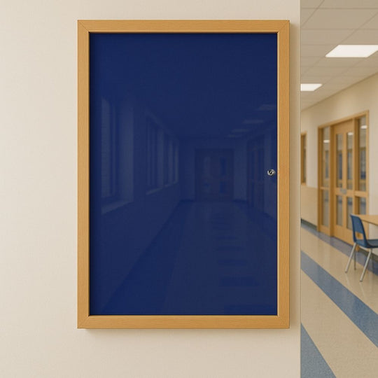 Eco-Friendly Lockable Tamperproof Blue Felt Noticeboard - 900mm x 1200mm