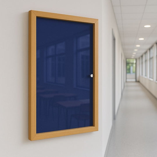 Eco-Friendly Lockable Tamperproof Blue Felt Noticeboard - 600mm x 900mm