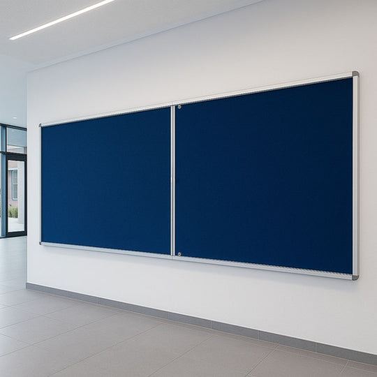 Tamperproof Dark Blue Felt Noticeboard - 2400 x 1200mm