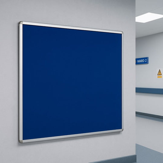Dark Blue Felt Noticeboard - Aluminium Frame 1200 x 1200mm