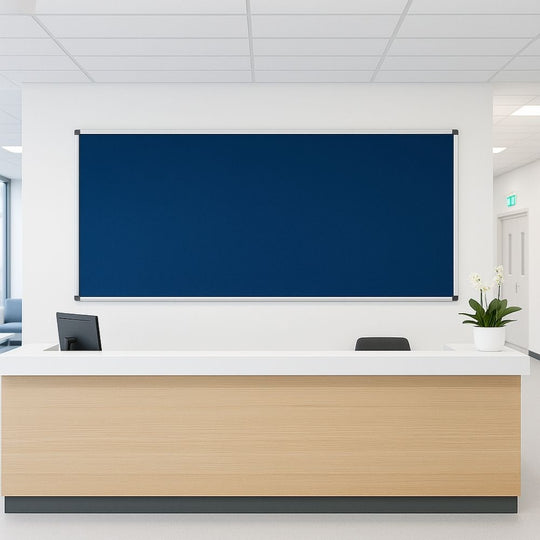 Fire Retardant Blue Felt Aluminium Framed Noticeboard - 2400mm x 1200mm