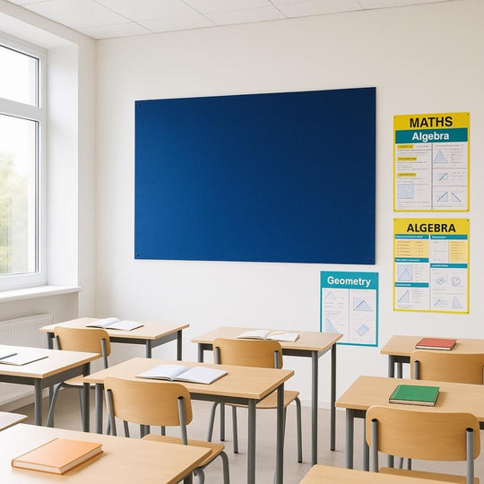 Unframed Fire Retardant Blue Felt Noticeboard - 900mm x 1200mm