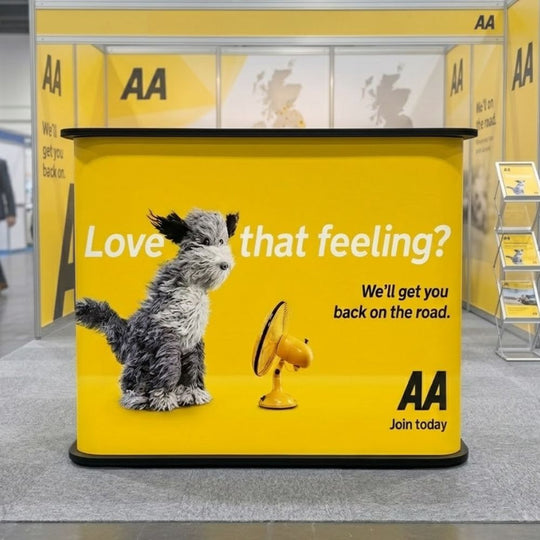 Rectangular Exhibition Counter with Internal Storage Space and Reversible Wood Counter Top inc. PVC Printing Service - 1000mm