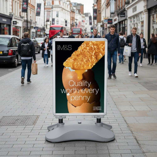 Budget A1 Silver Wind Resistant Poster Heavy Duty Water Base Pavement Sign With Snap Frame Double Sided