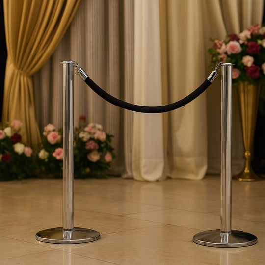 Flat Top Polished Steel Rope Barrier Stanchion