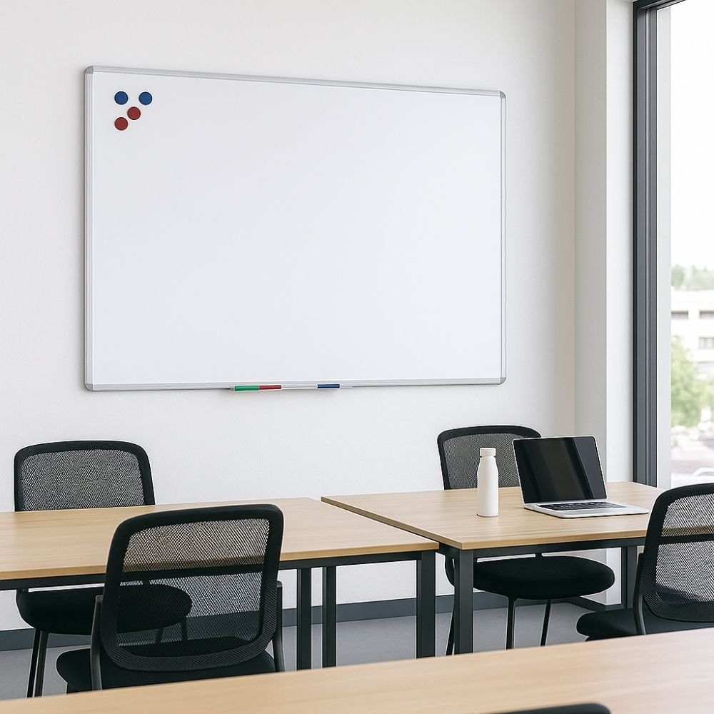 Magnetic Anti-Scratch 'VES' Steel Dry Wipe Whiteboard with Pen Ledge - 1500 X 1200mm