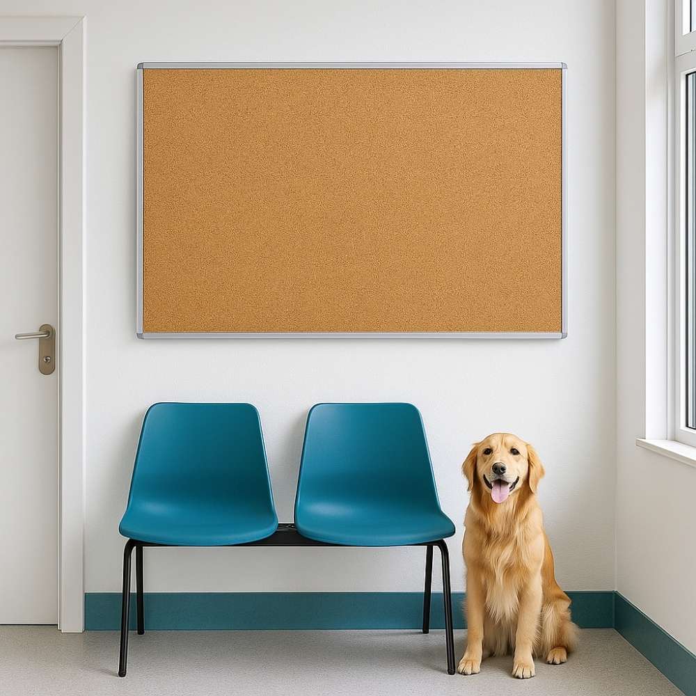 Large cork noticeboard 1200 x 1800mm with aluminium frame – ideal for pinning documents in classrooms or communal areas  