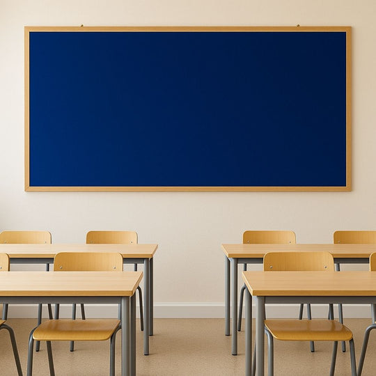 Eco-Friendly Blue Felt Noticeboard with Wood Effect Frame - 2400 x 1200mm