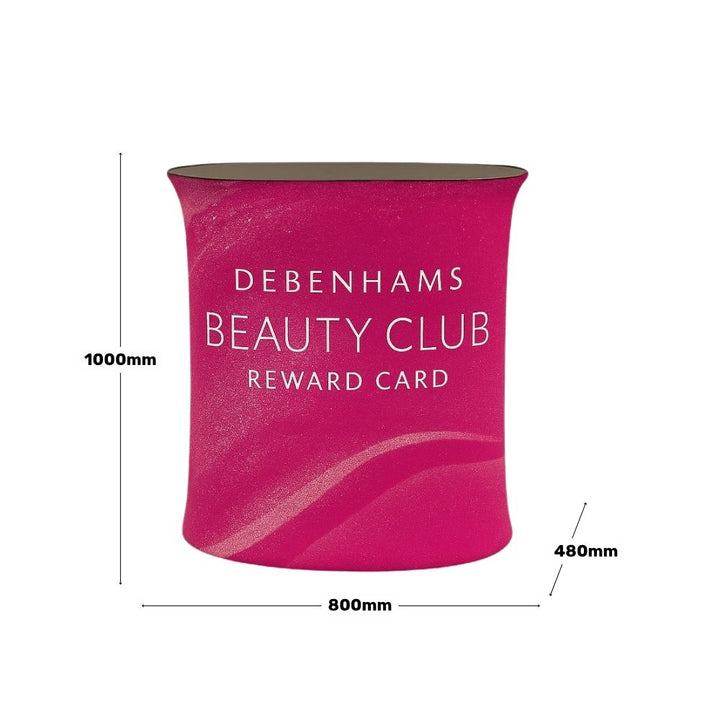 Fabric printed 800mm square pop-up stand – automated exhibition counter for fast trade show assembly  