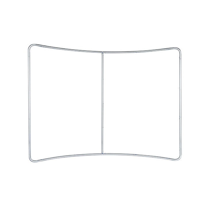 Curved 5 metre tension display – dual-sided fabric backdrop with graphics for promotional booths, expos and branded setups  