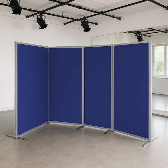 Blue & Grey 4-Panel Aluminium Freestanding Display Board - 3600 x 1800mm