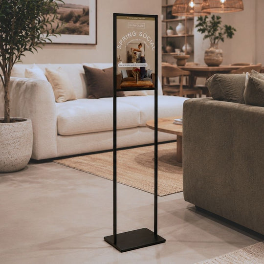 Slimline Modern Black A4 Floorstanding Poster Holders