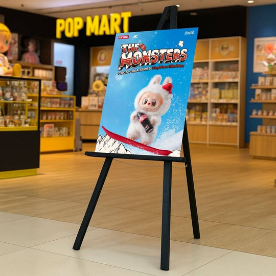 Freestanding Black Wooden Easel FSC Approved for Chalkboards and Snap Frames 1400mm High x 734mm Wide