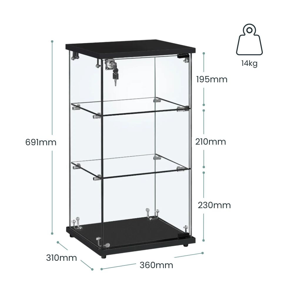 Black Glass Countertop Display Cabinet – Budget Retail | Displaysense
