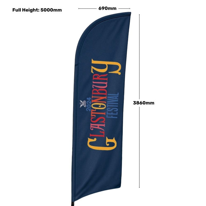5m promotional feather banner – printed flag with car wheel base ideal for retail forecourts, events or outdoor branding  
