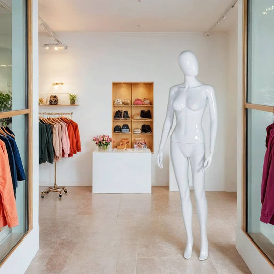 Gloss White Faceless Female Mannequin - Upright