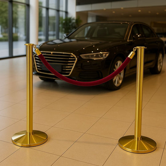 Flat Top Polished Brass Rope Barrier Stanchion