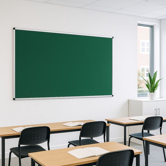 Fire Retardant Green Felt Aluminium Framed Noticeboard - 1800mm x 1200mm