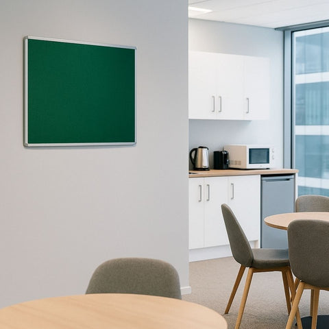 Fire Retardant Green Felt Aluminium Framed Noticeboard - 900mm x 600mm