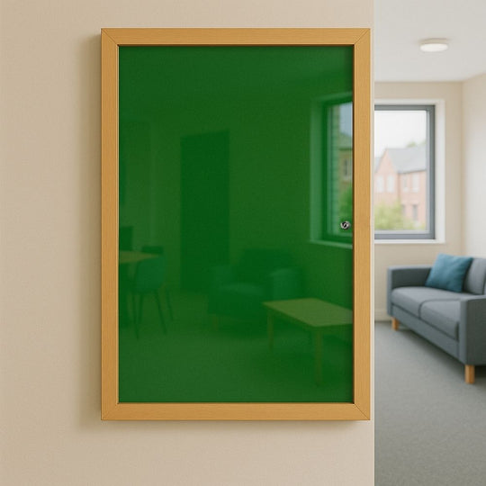 Eco-Friendly Lockable Tamperproof Green Felt Noticeboard - 900mm x 1200mm
