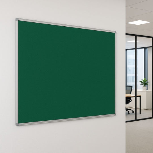 Fire Retardant Green Felt Aluminium Framed Noticeboard - 1500mm x 1200mm