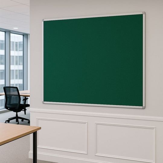 Fire Retardant Green Felt Aluminium Framed Noticeboard - 1200mm x 1200mm