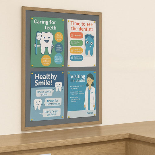 Eco-Friendly Grey Felt Noticeboard with Wood Effect Frame - 900 x 600mm