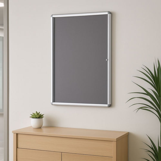 Fire Retardant Tamperproof Grey Felt Noticeboard - 600mm x 900mm