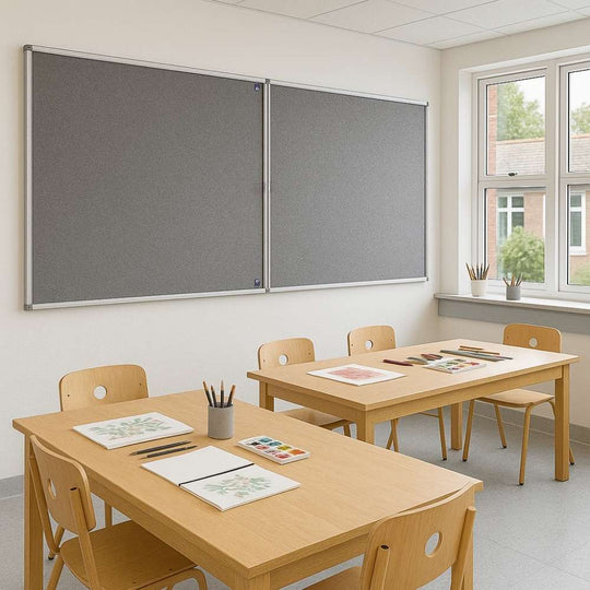 Fire Retardant Tamperproof Grey Felt Noticeboard - 2400mm x 1200mm