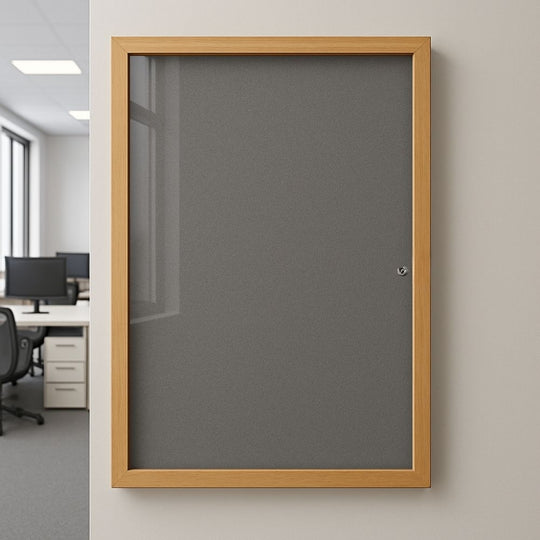 Eco-Friendly Lockable Tamperproof Grey Felt Noticeboard - 900mm x 1200mm