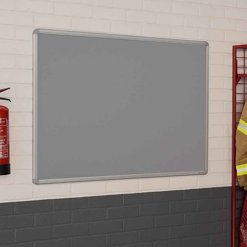 Grey felt noticeboard with aluminium frame – 1800 x 1200mm pinboard ideal for office or school use  
