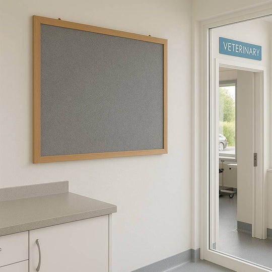 Eco-Friendly Grey Felt Noticeboard with Wood Effect Frame -  1500 x 1200mm