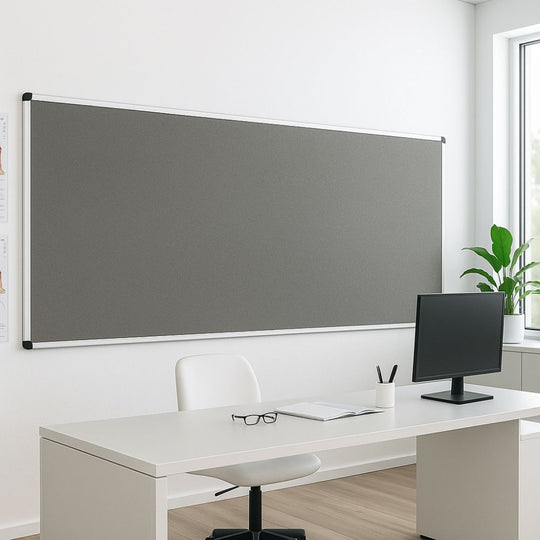 Fire Retardant Grey Felt Aluminium Framed Noticeboard - 2400mm x 1200mm