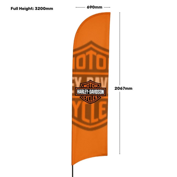 Drive-on car base flag – 3.2m printed feather banner for durable forecourt use, outdoor shows or dealership displays