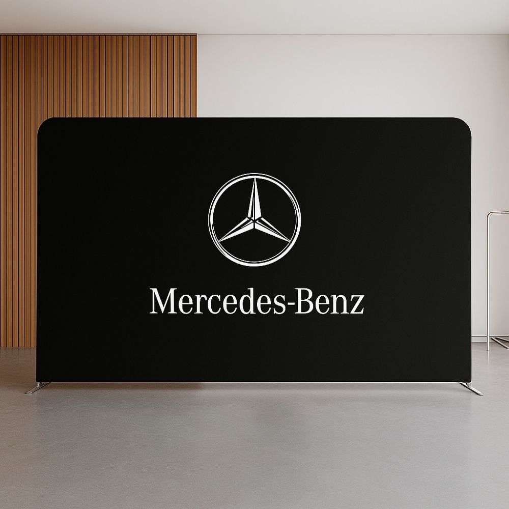 4m double-sided fabric exhibition backdrop – straight tension display with printed graphics for expos, events and showcases  