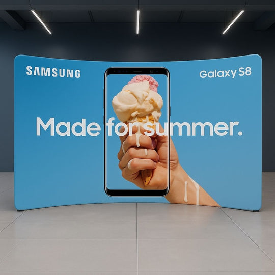 Double-Sided Curved Tension Fabric Exhibition Backdrop Display inc. Graphic Printing - 4000mm