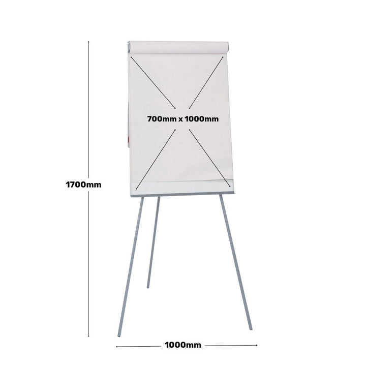Large dry wipe flipchart easel with 700mm x 1000mm pad size and 1700mm overall height