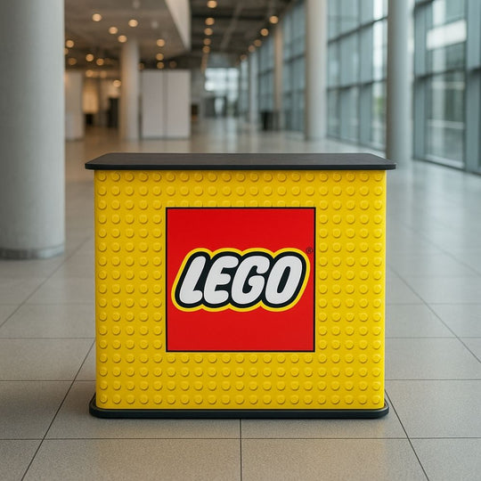 Rectangular Exhibition Counter with Internal Storage Space and Reversible Wood Counter Top inc. PVC Printing Service - 1000mm