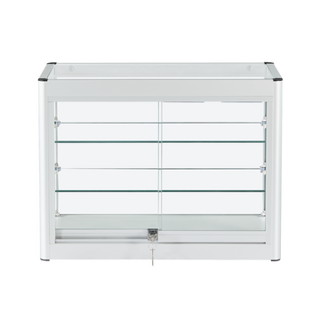 Lockable Silver Aluminium Glass Counter Cabinet | Displaysense