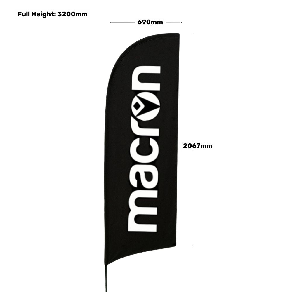 Outdoor 3.2m feather banner – spike base and single-sided custom print ideal for forecourt or event signage
