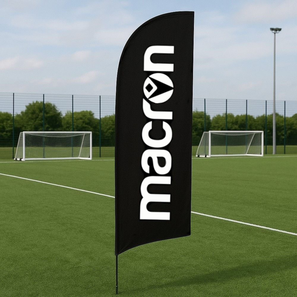 3.2m feather flag with ground spike – single-sided printed banner ideal for outdoor exhibitions, events or storefronts