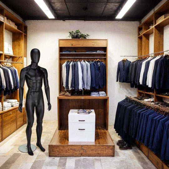 Matt Black Egg Head Male Mannequin - Upright