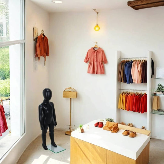 Matt Black Unisex Child Egghead Mannequin in Standing Pose - 1 To 2 Years