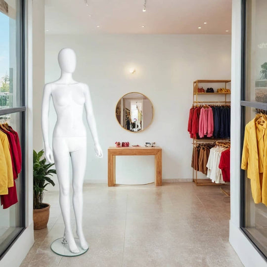 Matt White Egg Head Female Mannequin - Upright